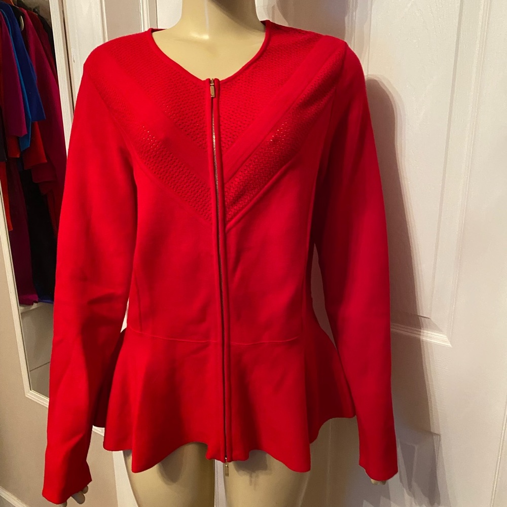 Escada red peplum sweater